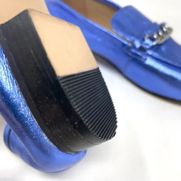 H&M Premium Selection Metallic Blue Leather Loafers Size 39 - Picture 8 of 12